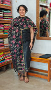 Black Linen Chanderi Jamdani Suit - DL73