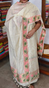 Cream Linen Chanderi Jamdani Suit - DL73 - A2