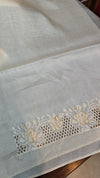 Off White and Light Beige Tussar Silk Saree with Cutwork Borders - AC65