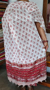 Dark Red and White Block Printed Linen Cotton Suit - FD31