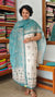 Cream and Teal Linen Cotton Suit with Hand Embroidery - BSR4