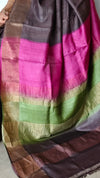 Copper Brown Tussar Silk Saree with Multi Colour Palla - GTS35