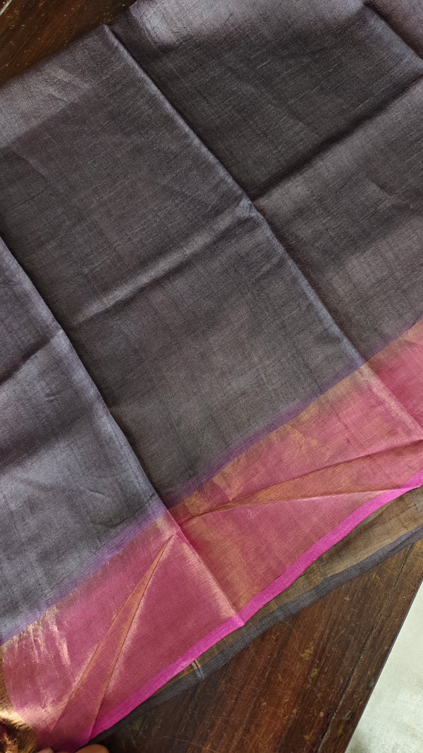 Copper Brown Tussar Silk Saree with Multi Colour Palla - GTS35