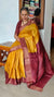 Mustard and Dark Pink Desi Tussar Silk Saree - GTS35