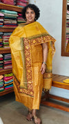 Mustard Yellow Block Printed Tussar Silk Suit - PTS25