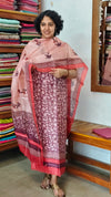 Dark Mauve and Light Pink Printed Tussar Silk Suit - PTS25