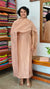 Pastel Peach Embroidered Crushed Organza Suit - NJD3