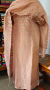 Pastel Peach Embroidered Crushed Organza Suit - NJD3