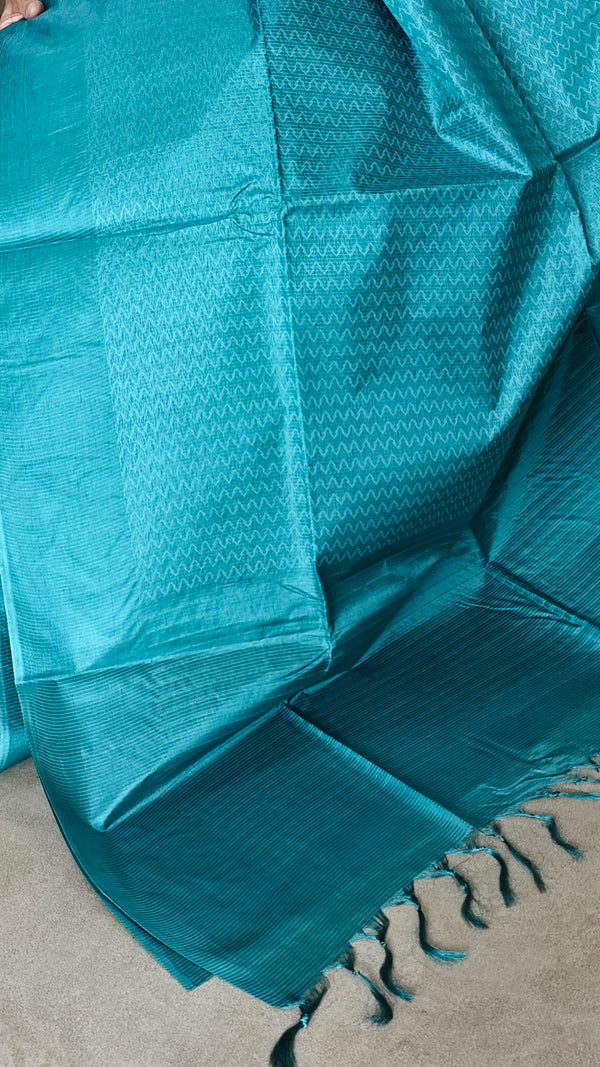 Teal Woven Semi Tussar Silk Saree - NU87