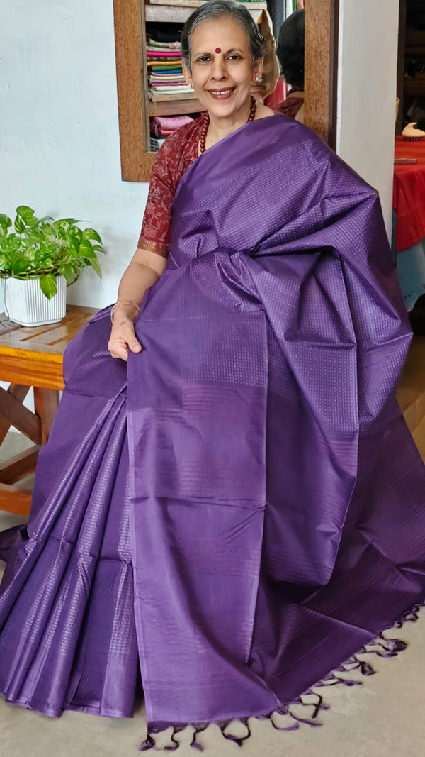 Purple Woven Semi Silk Saree - NU87