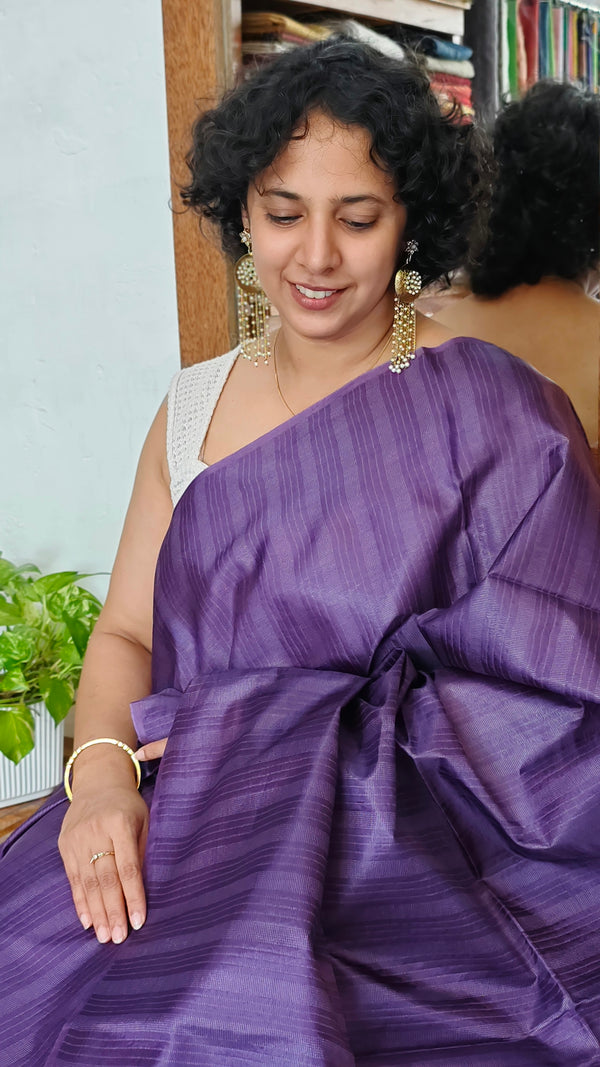 Purple Woven Semi Silk Saree - 2 - NU87