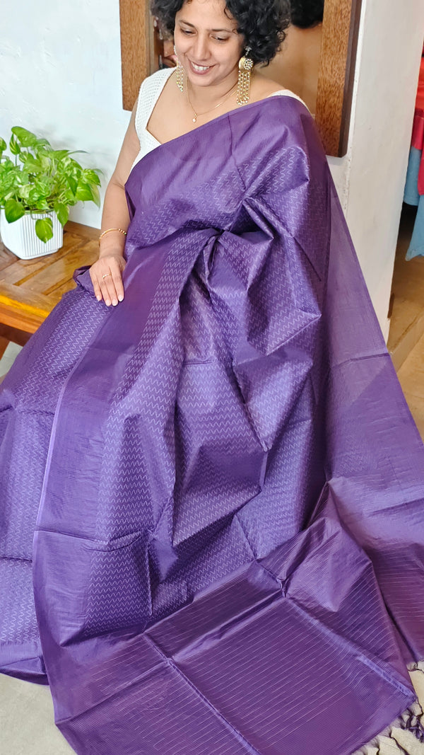Purple Woven Semi Silk Saree - 3 - NU87