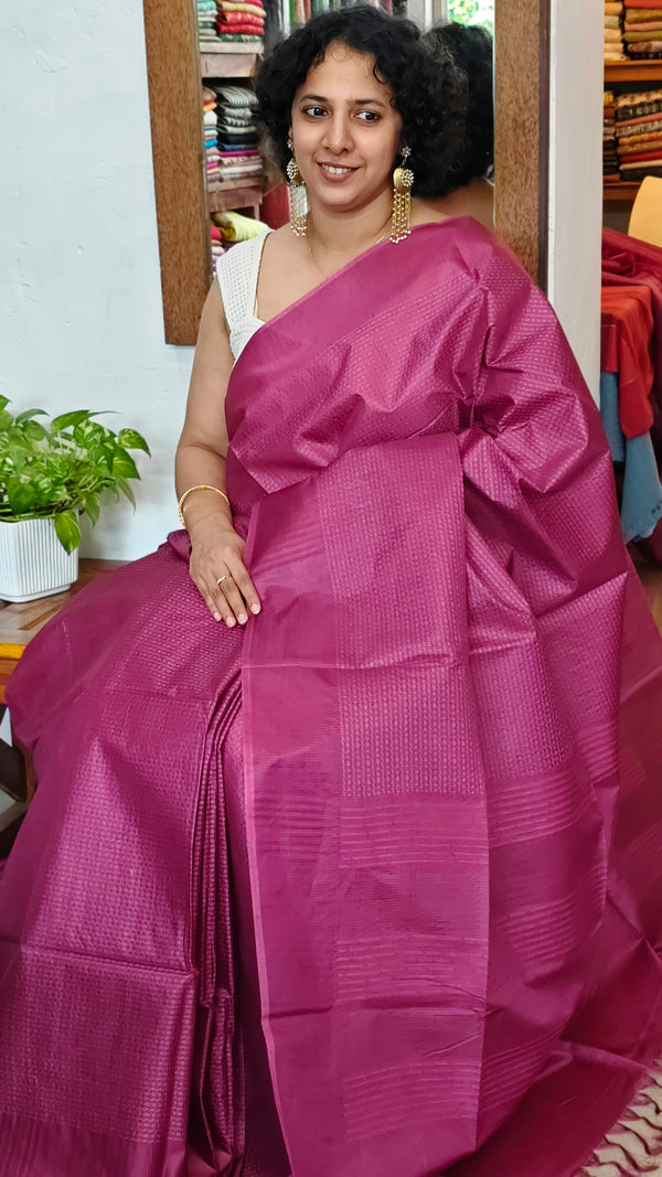 Dark Pink Woven Semi Silk Saree - 3 - NU87