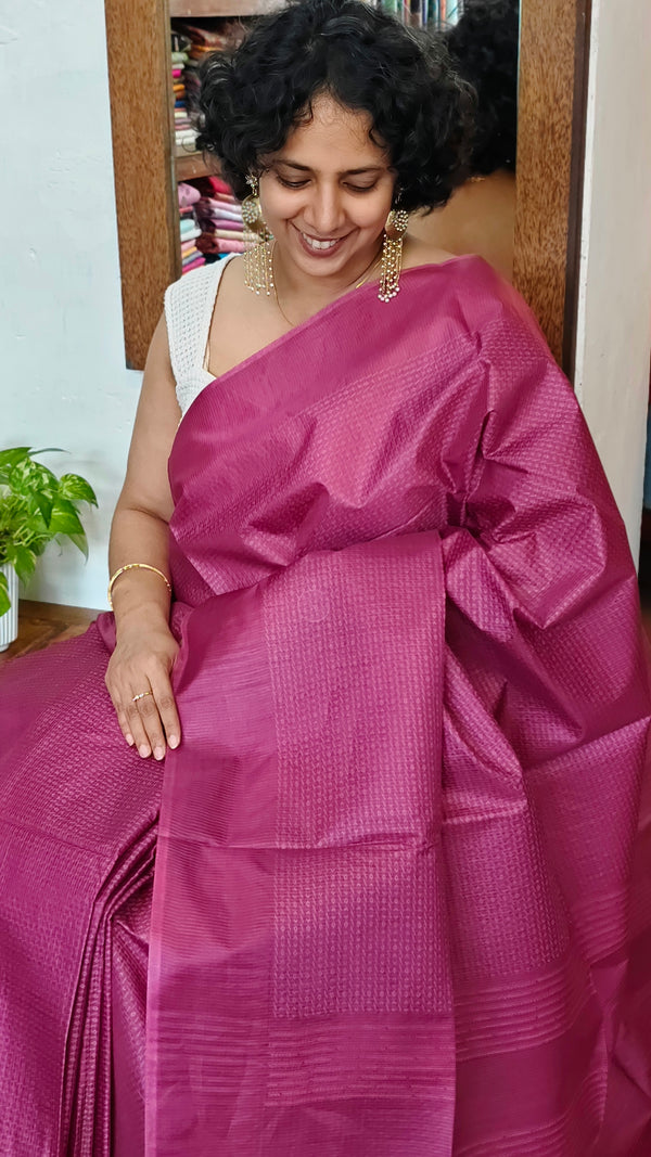 Dark Pink Woven Semi Silk Saree - 3 - NU87