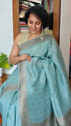 Teal Blue Banarasi Silk Saree - CB492