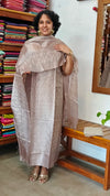 Greyish Beige Embroidered Tussar Silk Suit - VP25