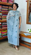 Blue Block Printed Cotton Suit - G34X