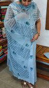 Blue Block Printed Cotton Suit - G34X