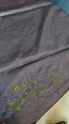 Dusty Lavender Tussar Silk Saree with Cross Stitch Embroidery - MCT4