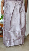 Lavender Tussar Silk Saree with Cross Stitch Embroidery - MCT4