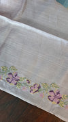 Lavender Tussar Silk Saree with Cross Stitch Embroidery - MCT4