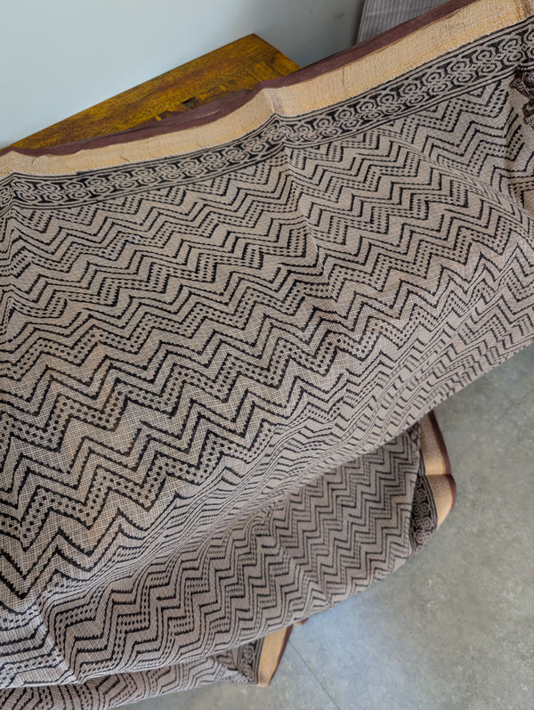 KN15 Coffee Brown Kota Doria saree