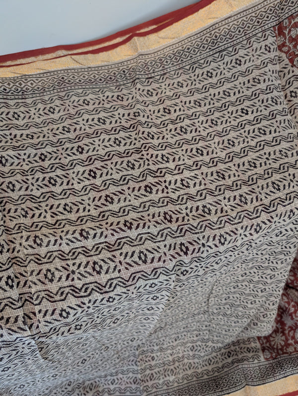 KN15 Maroon Kota doria saree