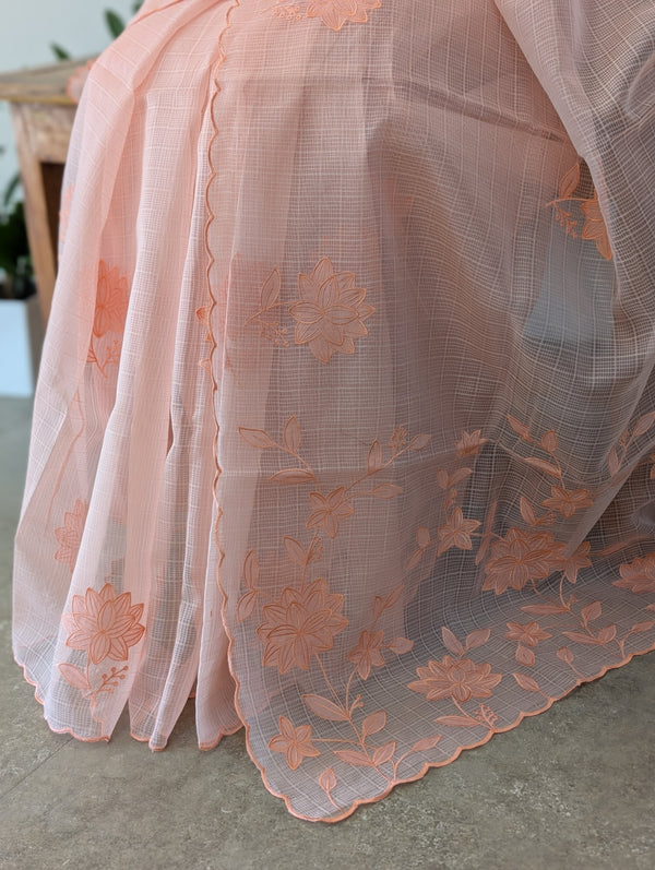 5310AS - Peach applique net kota saree