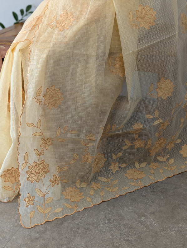 5310AS - Yellow applique net kota saree