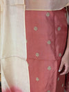 8CZ3 Rust Peach and Beige Check Tussar Silk suit