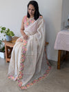 P328 - Cream kota cutwork saree
