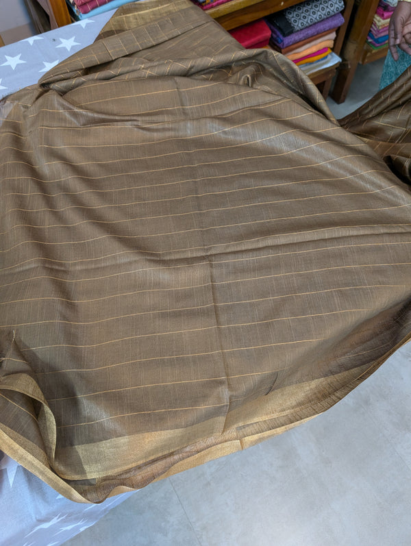 Mehandi Green Zari Checked Semi Silk Saree - BPR3