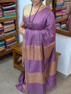 Violet Zari Checked Semi Silk Saree - BPR3