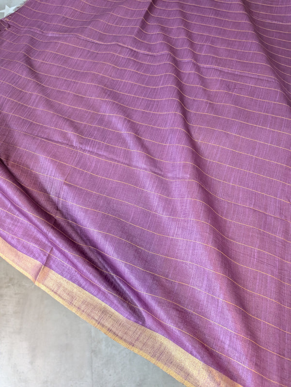 Violet Zari Checked Semi Silk Saree - BPR3