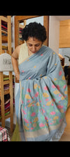Bluish Grey Jamdani saree - JD542