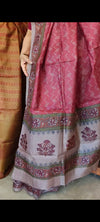 Dark Pink Block Printed Noel Tussar Silk Saree - TQN2