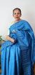 Blue tussar silk saree with embroidered borders