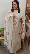 Beige semi linen unstitched salwar suit