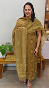 Green chanderi unstitched salwar suit