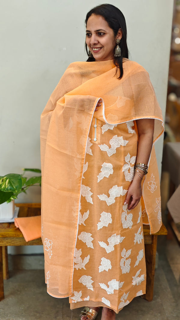 Light peach net kota salwar