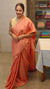Zari checked peach tussar silk saree