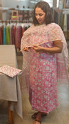 light pink Cotton block print suit