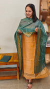 Mustard tussar silk suit