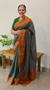 Green and mustard banarasi saree