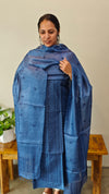 Blue tussar silk suit