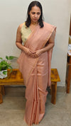 Light peach Checked Tussar silk sare