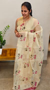Floral printed organza saree