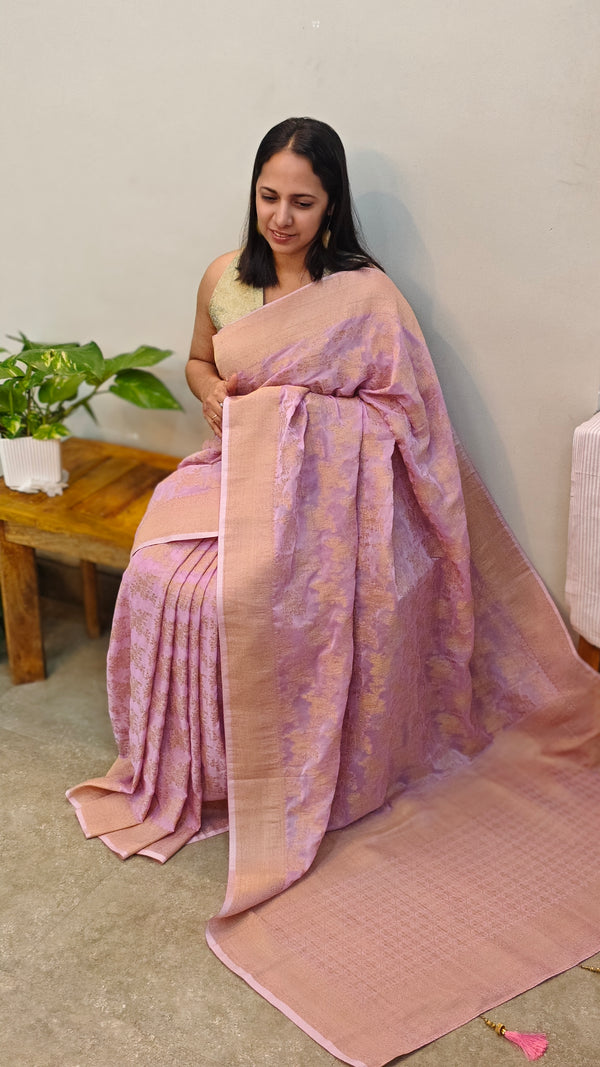 Lilac*Crepe Georgette Banarasi Saree
