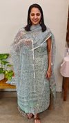 Kota Doria blockprinted Teal Set(3pcs)