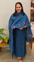 Blue semi silk embroidered suit